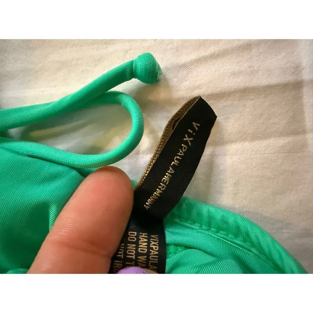 VIX BY PAULA HERMANNY Dora Kira Bead Trim Bikini Top green size medium